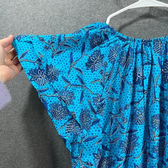 Destination 365 Short-Sleeve Midi Dress with Smo Turquoise Floral Size Small - Picture 11 of 13